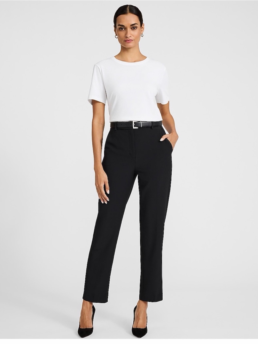 Express editor Black Straight-Leg Dress ankle Pants for Women